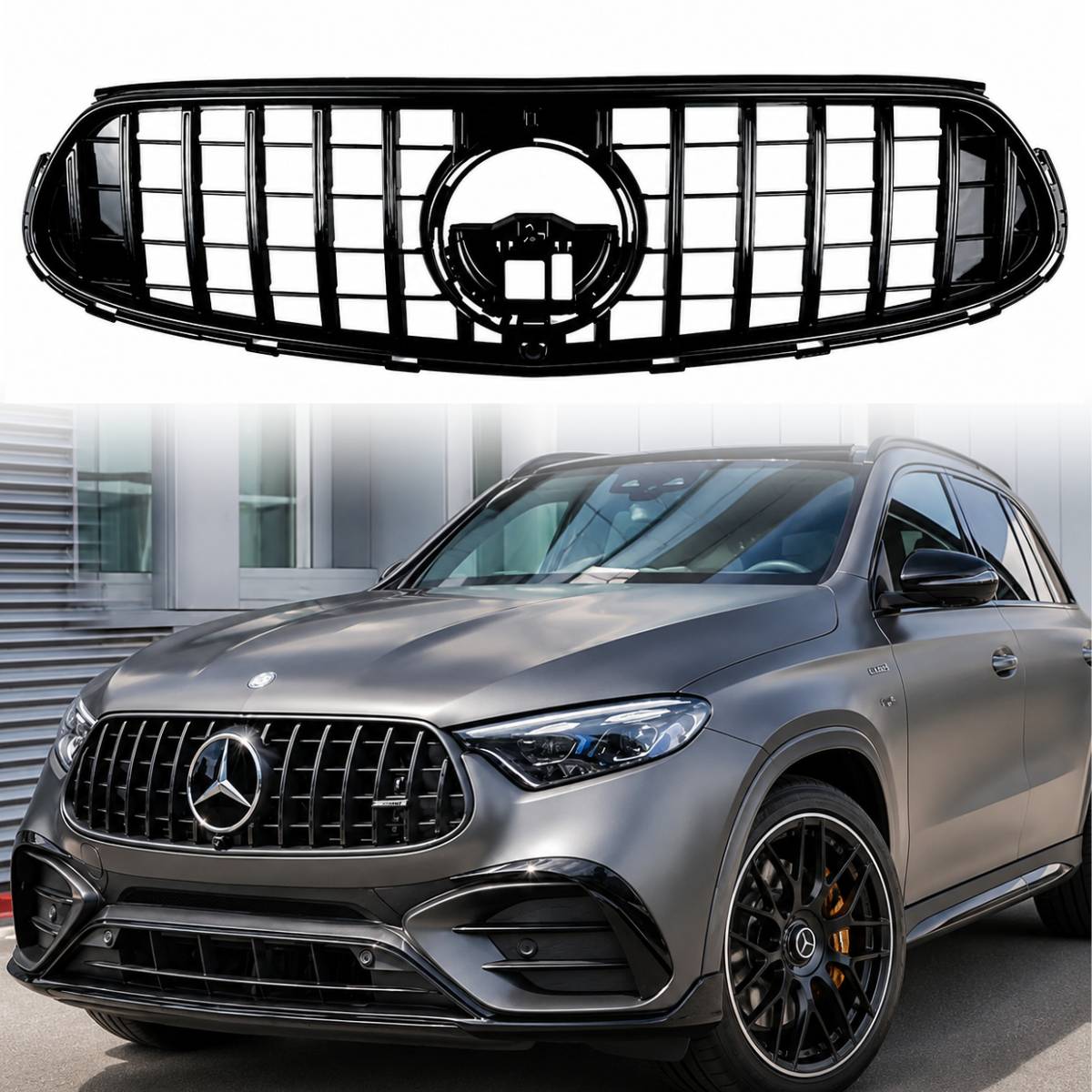 For Mercedes-Benz GLC-Class X254/C254 Front Radiator Black Sport AMG Line Grille (GLC43, 2023–2025)