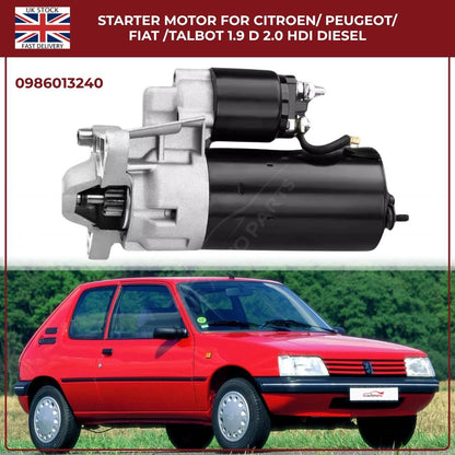 Starter Motor for Citroen / Peugeot / Fiat / Talbot – 1.9D & 2.0 HDI Diesel | Ref 0986013240
