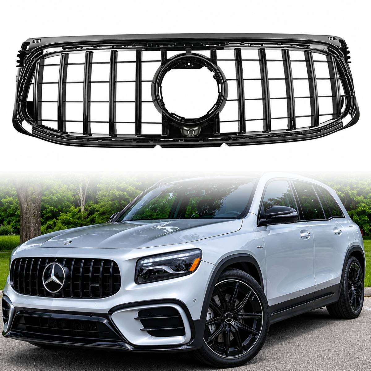 Front Bumper Panamericana Black Grille for Mercedes-Benz GLB-Class X247 (2019–2024) AMG-Line GT | Fits GLB35 & Compatible Models