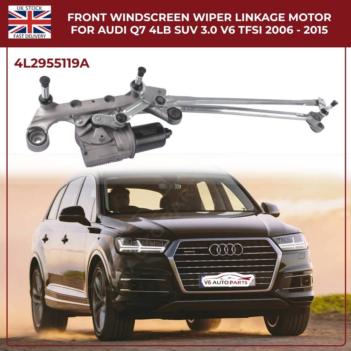 Front Windscreen Wiper Linkage & Motor – Audi Q7 4L SUV (2006–2015) | 3.0 V6 TFSI | OEM 4L2955119A