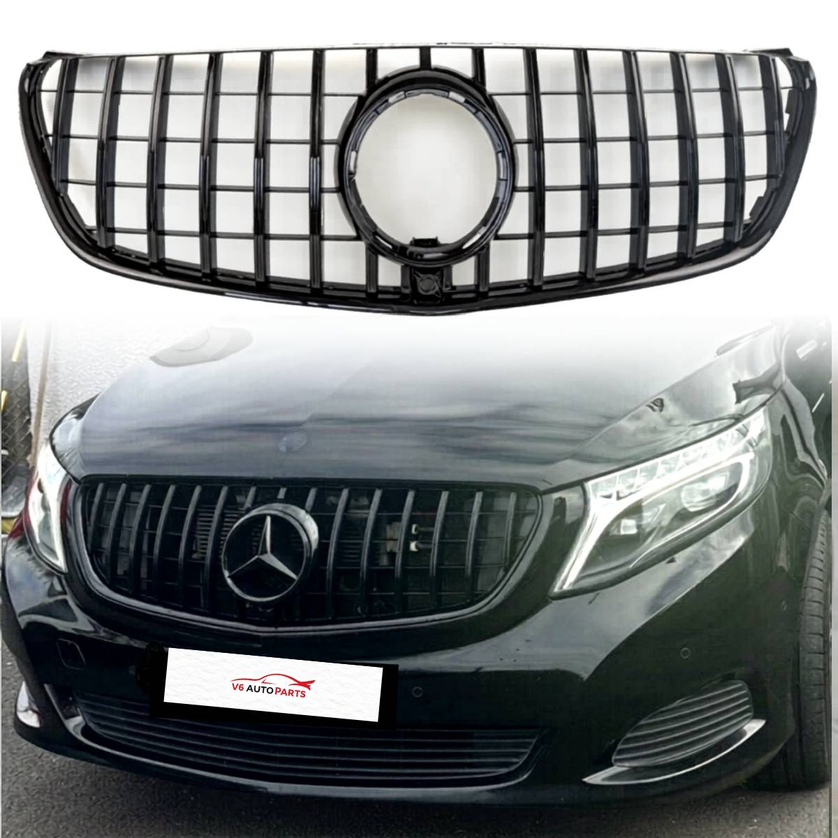 For Mercedes V-Class W447 GT Black Front Grille (2015–2023, V250/V260 MPV)For For
