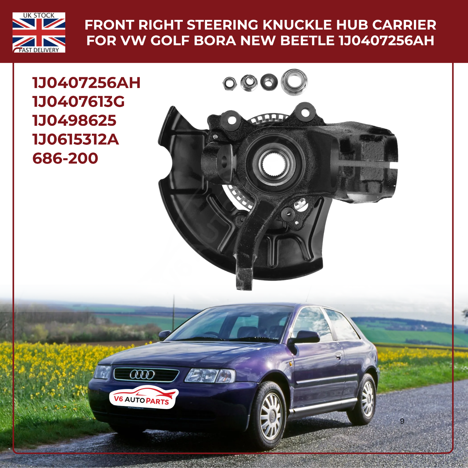 Steering Knuckle Assembly Front Right For Audi A3 Skoda VW Golf MK4