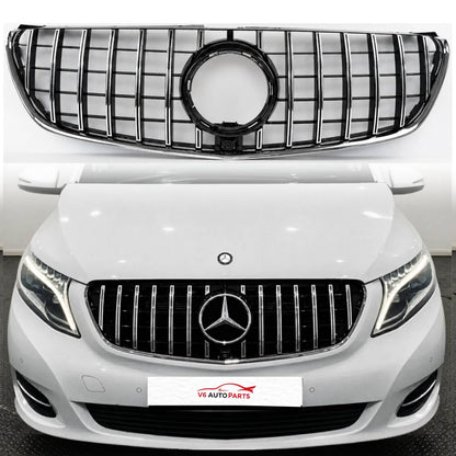 For Mercedes V-Class V250/V260 GT Grille – Black Slats Chrome Panamericana (2015–2023)