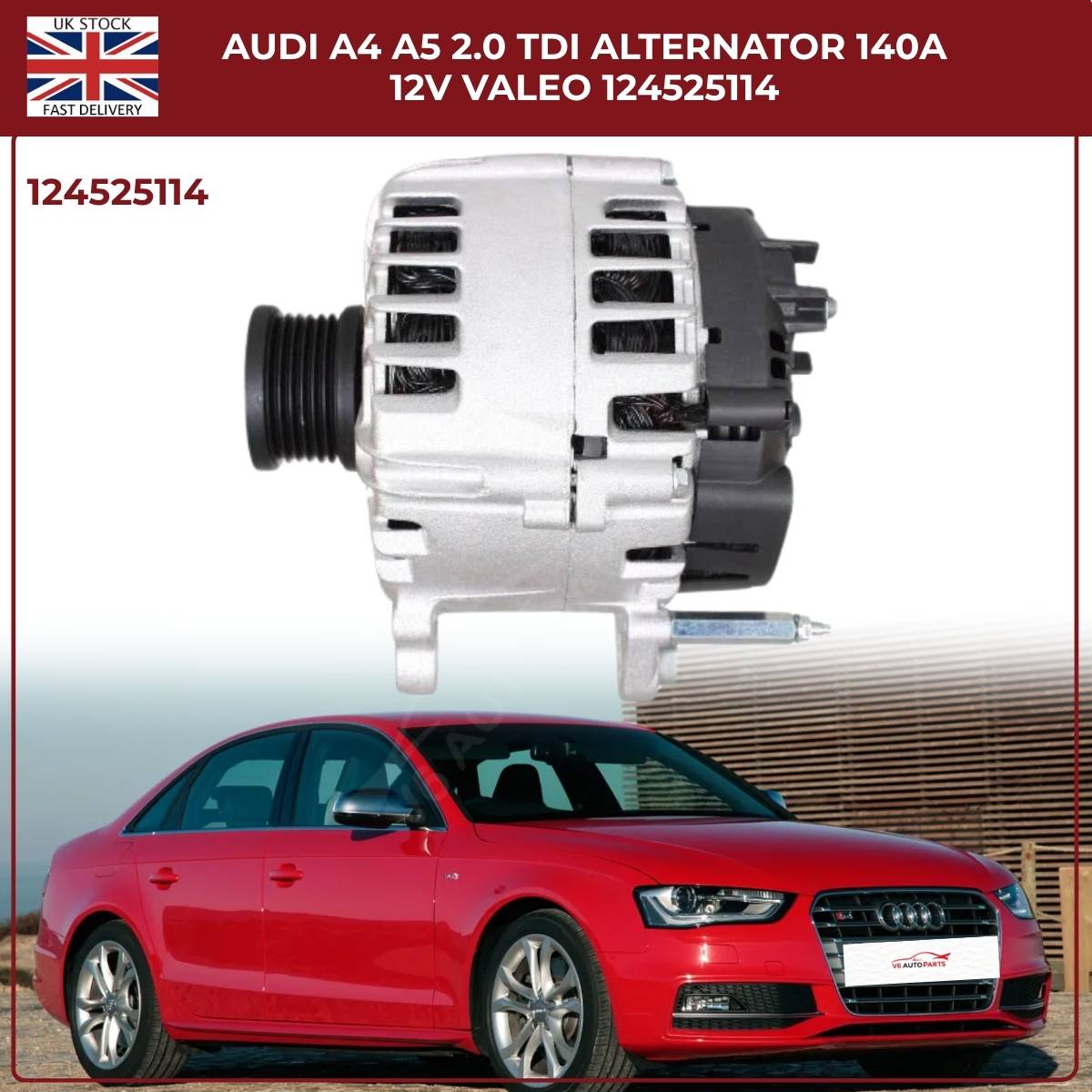 Bosch/VALEO Alternator 140A 12V – Fits Audi A4 A5 2.0 TDI – Part No. 0124525114