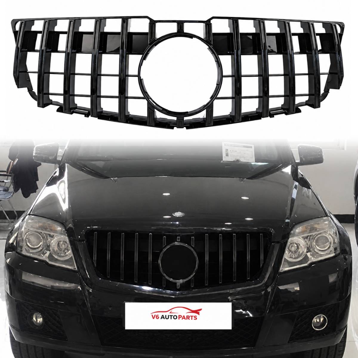 For Mercedes-Benz GLK-Class X204 (2008–2012) GLK250 Front Radiator Grille – Black Panamericana GT Style