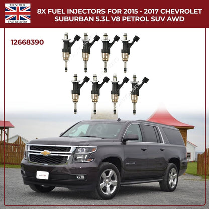 Set of 8 Fuel Injectors For Chevrolet Suburban 2015–2017 5.3L V8 (VIN C) – Direct Fit OEM Replacement #4555