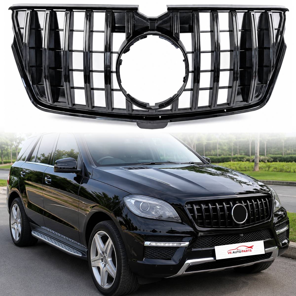 For Mercedes-Benz GL-Class X164 Front Bumper GT Panamericana Grille – Gloss Black (2009–2013)