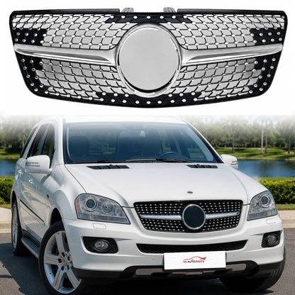 For Mercedes M-Class W164 Front Radiator Diamond Chrome Grille (2009–2012 ML320)