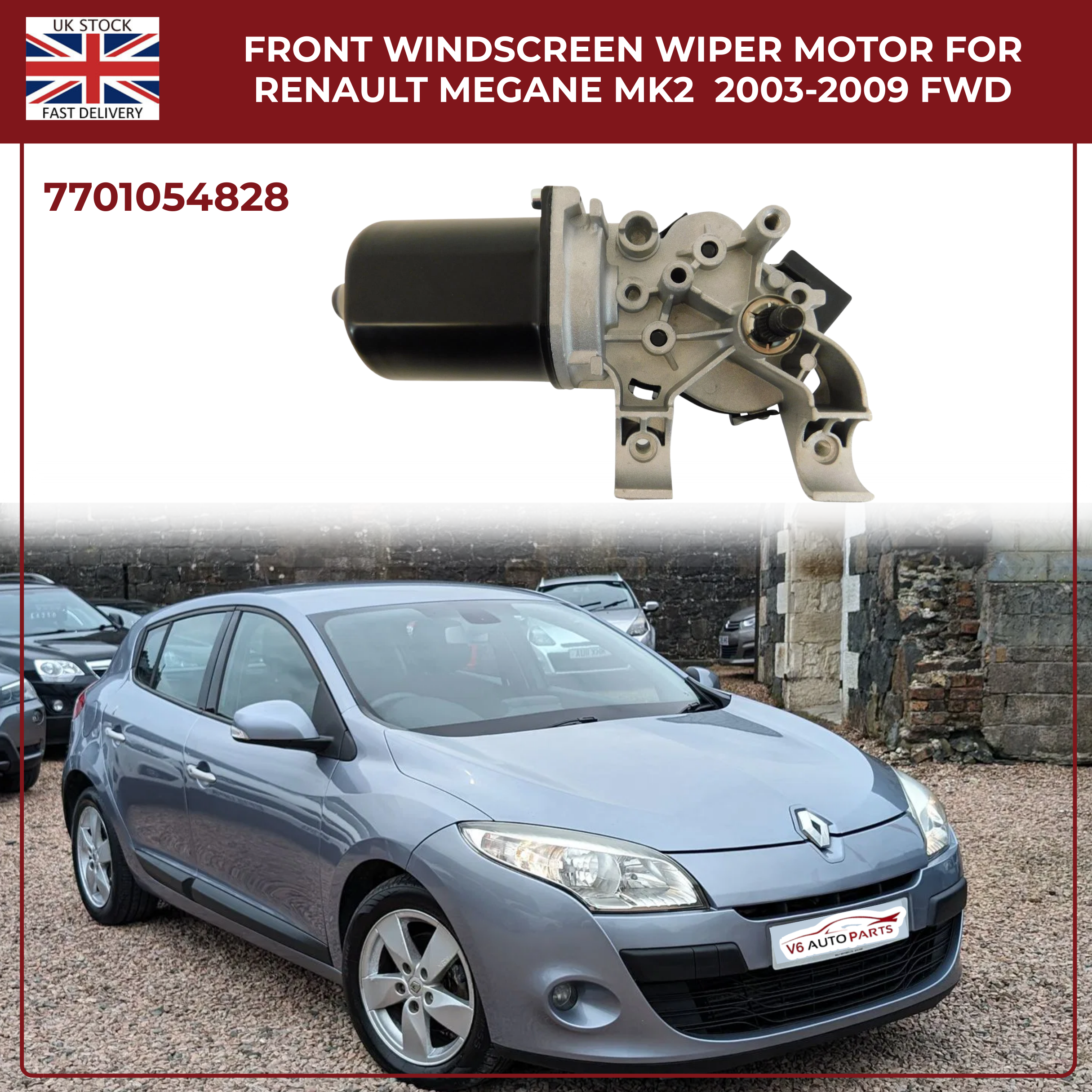 Front Windscreen Wiper For Renault Mégane II  Motor (2003–2009) – OEM Ref 7701054828