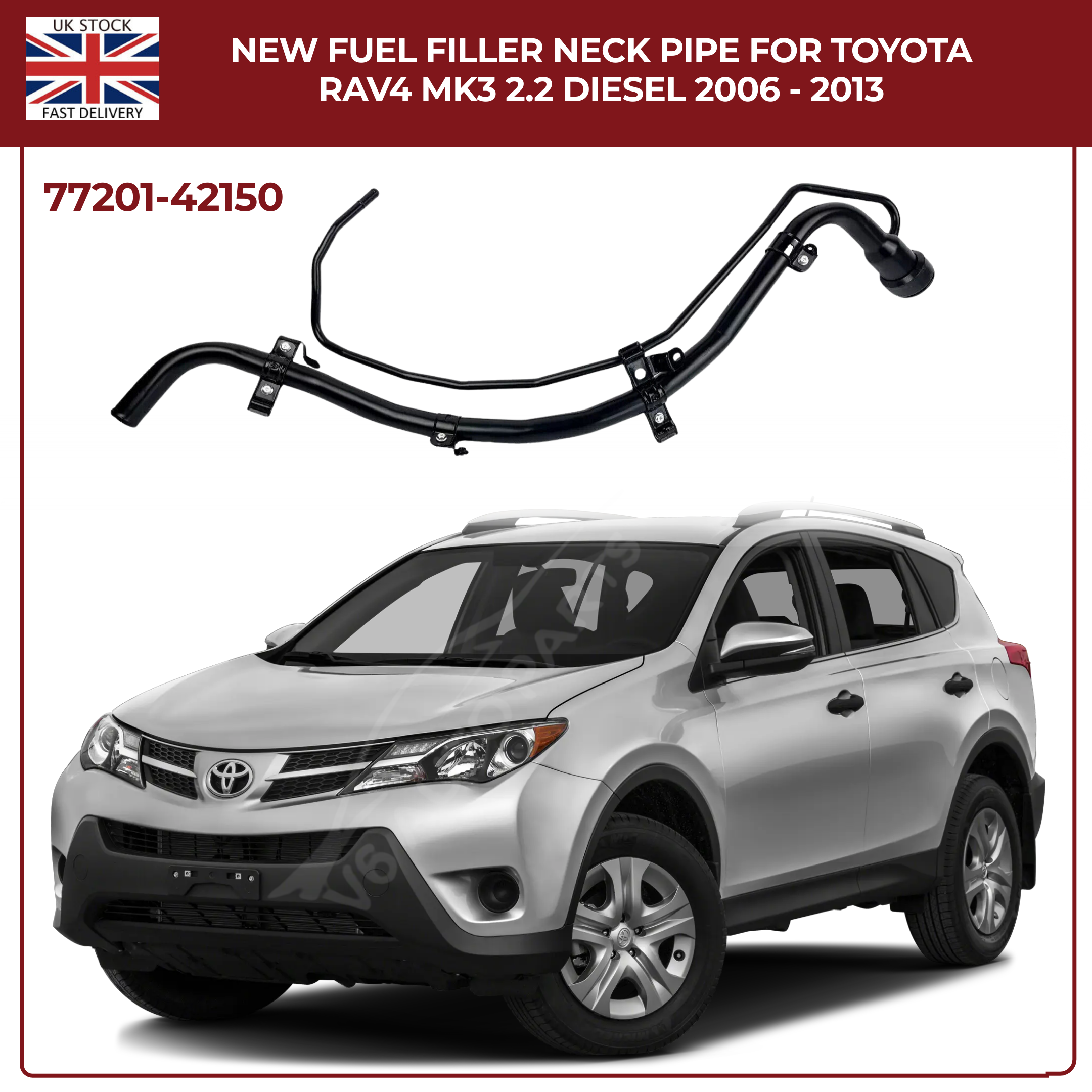 Fuel Tank Filler Neck Pipe For 2006 - 2013 Toyota RAV-4 MKIII D4D 2.2 Diesel Suv