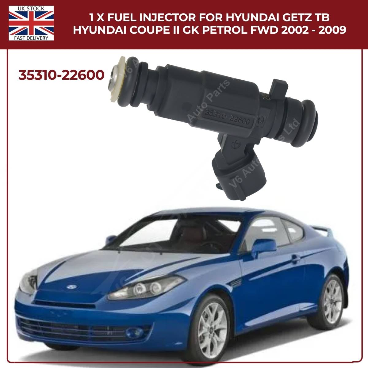 1 x Fuel Injector 35310‑22600 – Fits 2002‑2009 Hyundai Getz TB & Coupe II GK Petrol FWD