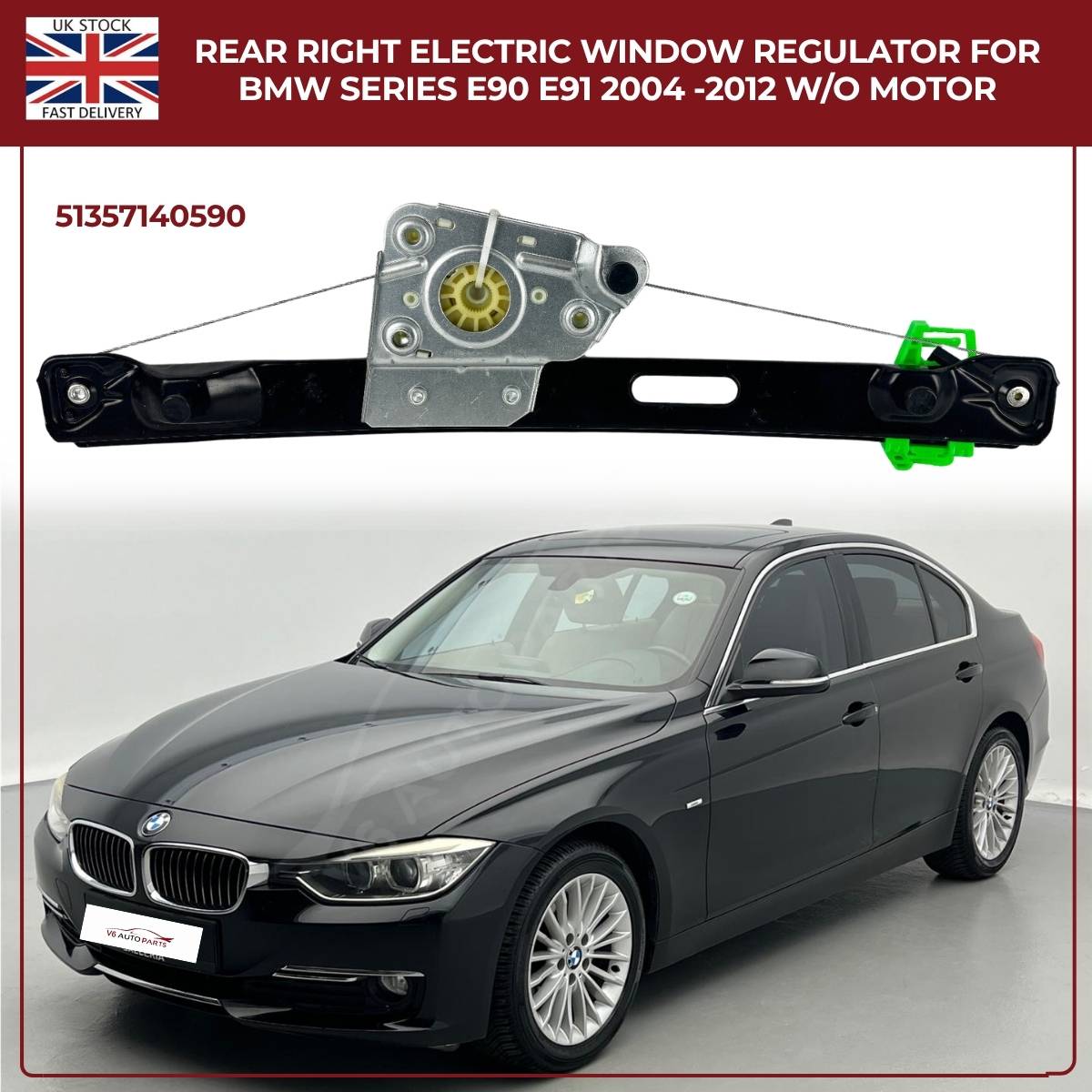 Image of BMW 3 Series Rear Passenger Side Window Regulator Replacement