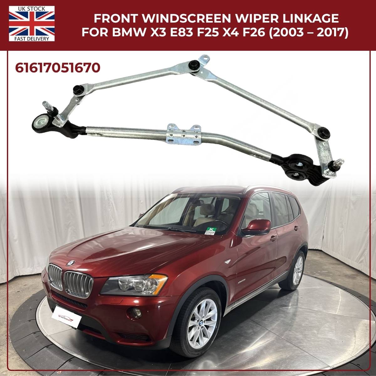BMW Wiper Linkage Arm Assembly – Fits X3 F25 E83 & X4 F26 | OEM 61617051670 | Fast UK Dispatch