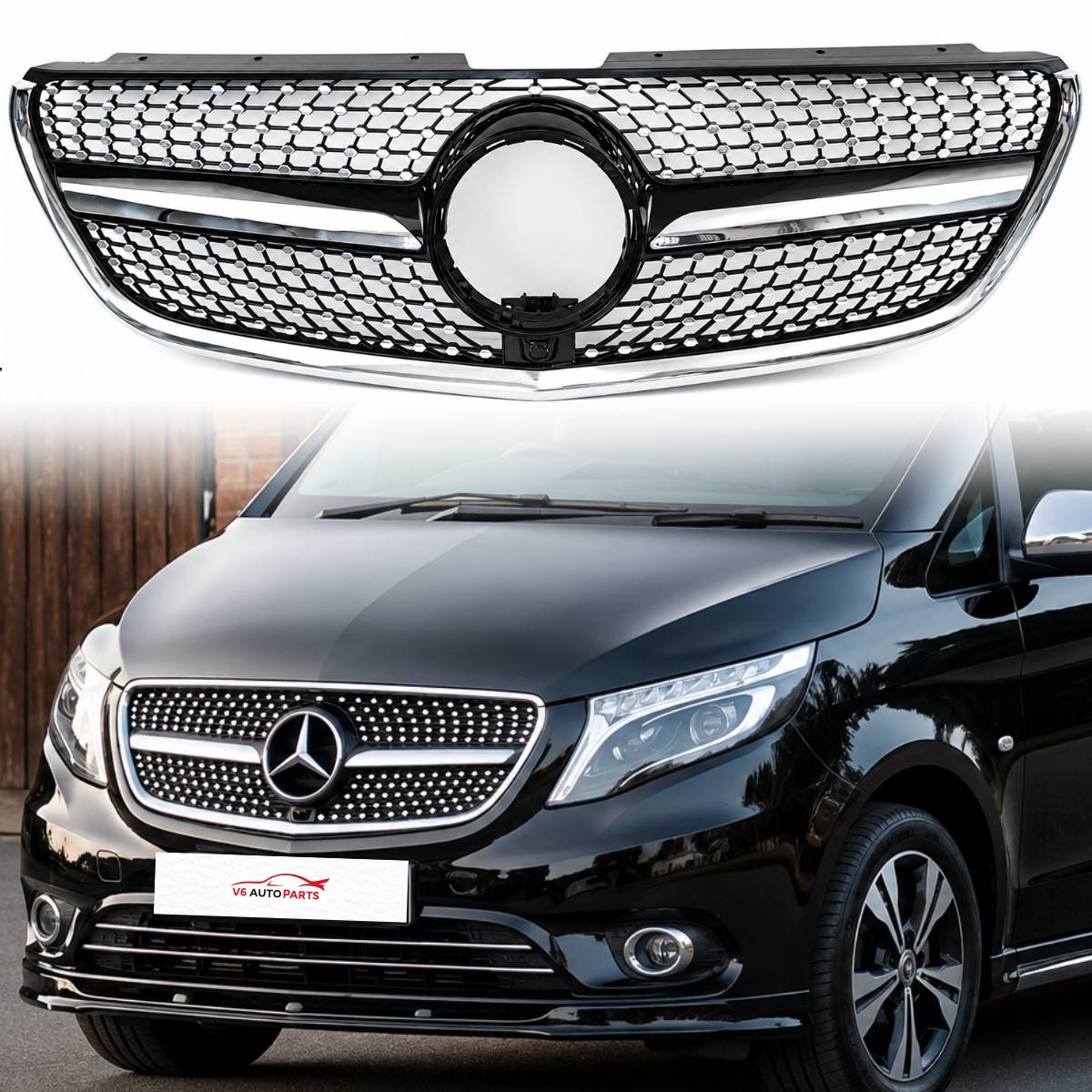 For Mercedes Vito Taxi W447 111 CDI Black Diamond Front Grille (2014–2023)