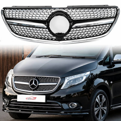 For Mercedes Vito Taxi W447 111 CDI Black Diamond Front Grille (2014–2023)
