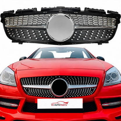For Mercedes SLK R172 Diamond Chrome Grille (2011–2016 SLK55/SLK200 Pre-Facelift)