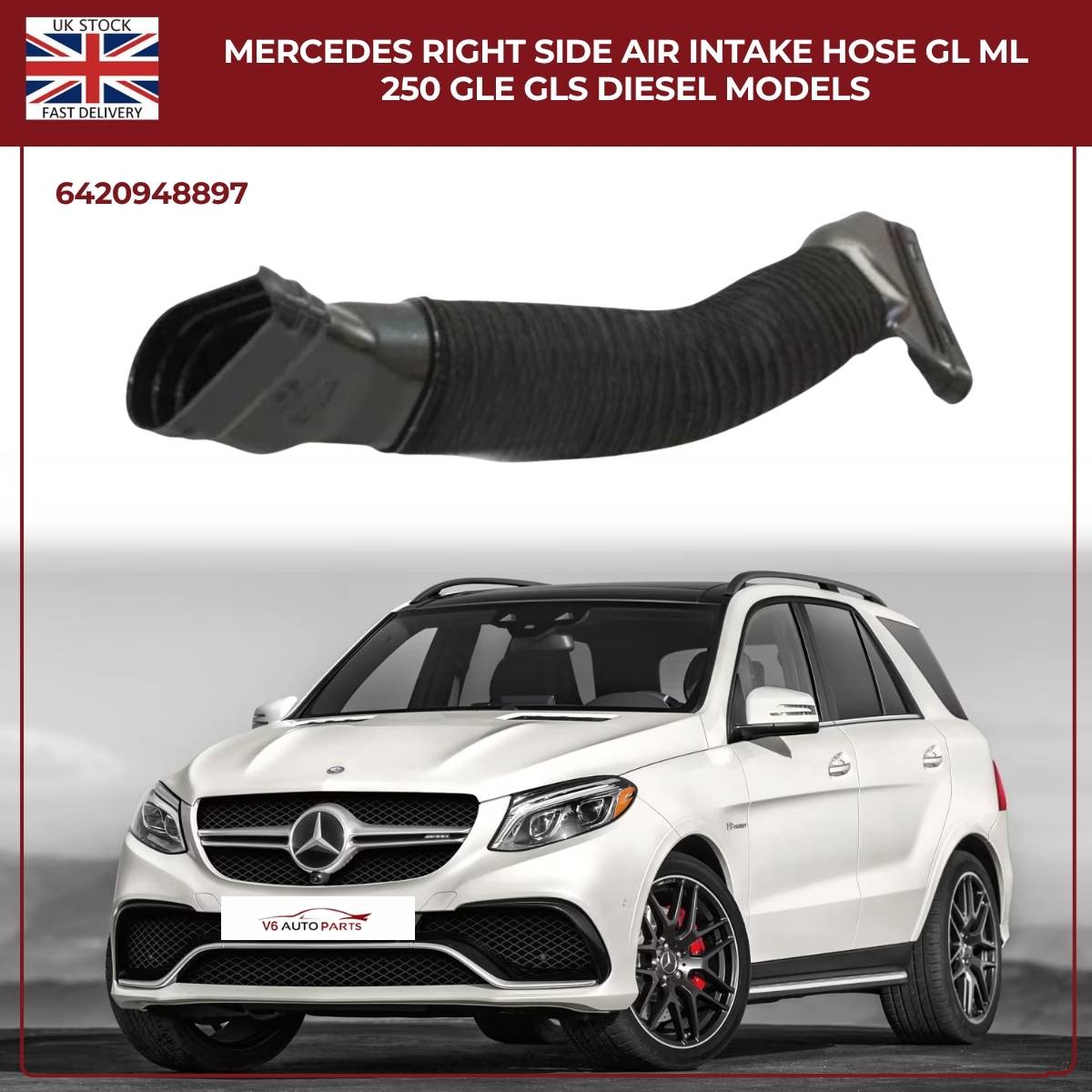 Mercedes Right Side Air Intake Hose - GL, ML, GLE, GLS Diesel Models 6420948897