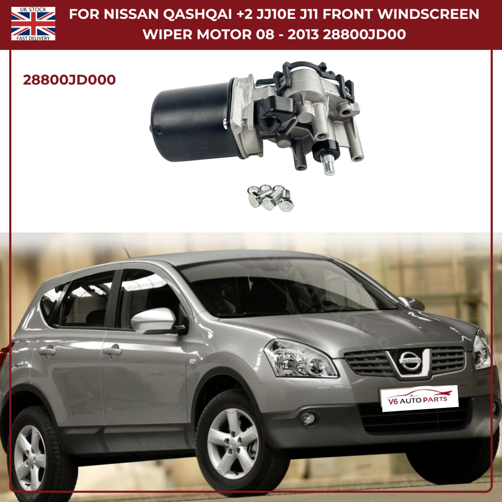 Front Windscreen Wiper Motor For NISSAN QASHQAI + 2 SUV 1.6 Diesel 2007 - 2013