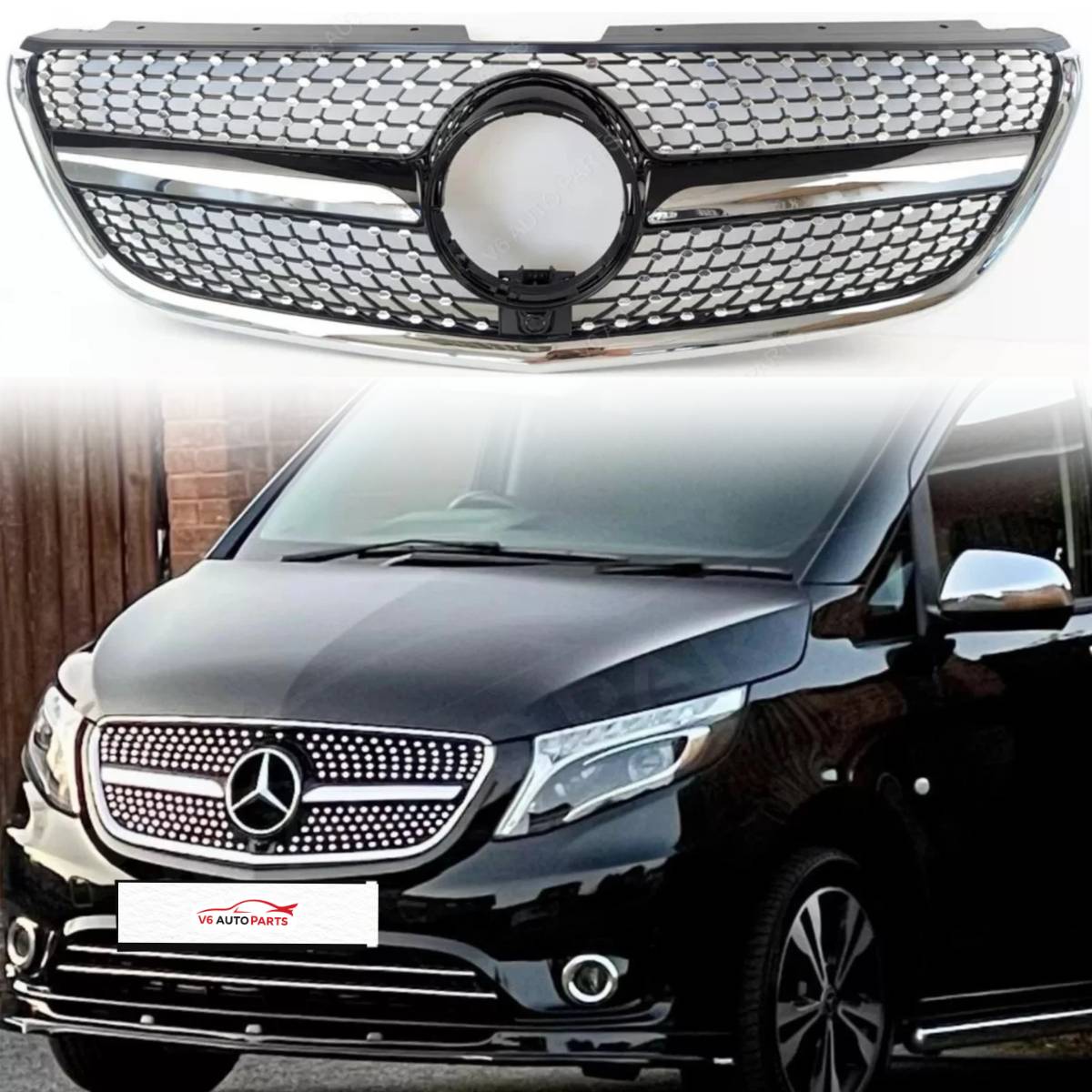For Mercedes Vito Taxi W447 111 CDI Black Diamond Front Grille (2014–2023)