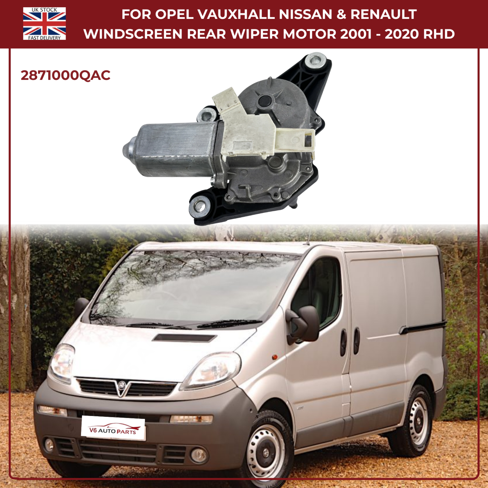 Rear Tailgate Windscreen Wiper Motor For 2002 - 2020 Nissan Primaster NV300 X82