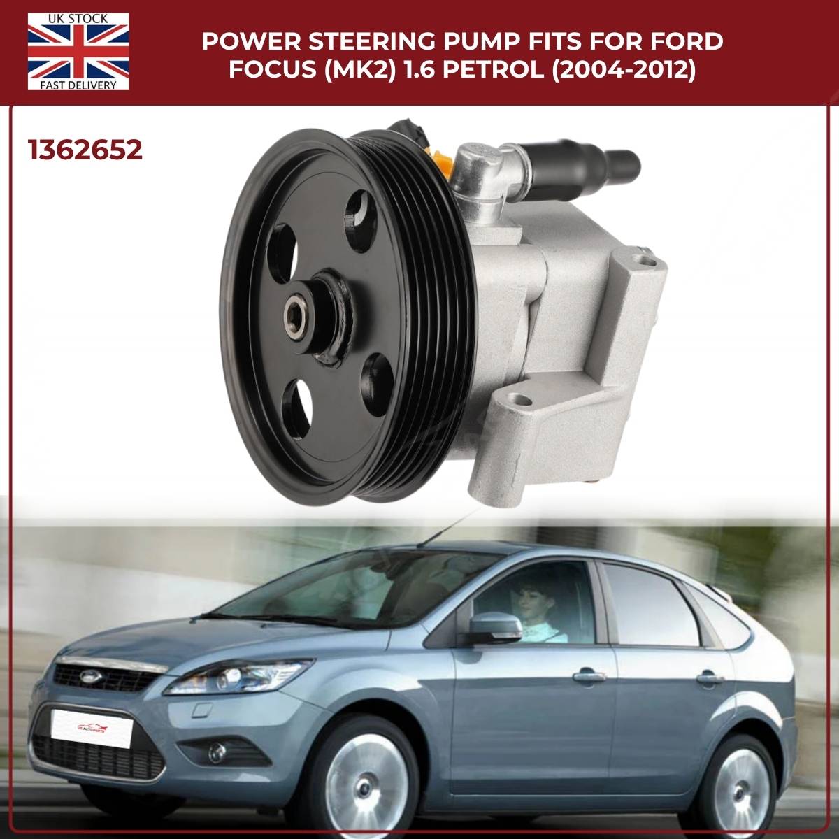 Power Steering Pump – Fits Ford Focus Mk2 1.6 Petrol (2004–2012) | OEM 4M513A696AD