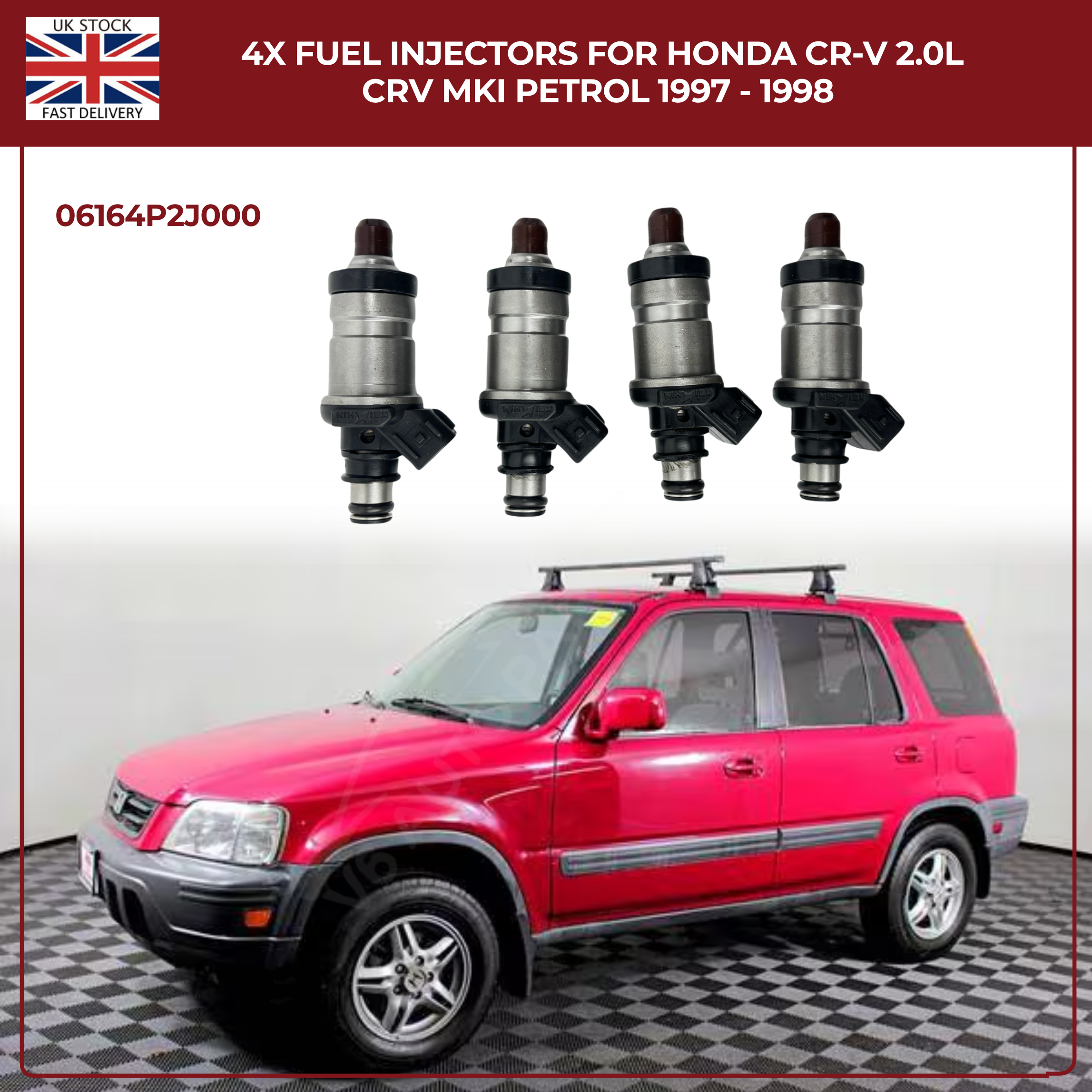 4x Fuel Injectors for Honda CR‑V 2.0L MK1 (1997‑1998) | OEM 06164‑P2J‑000