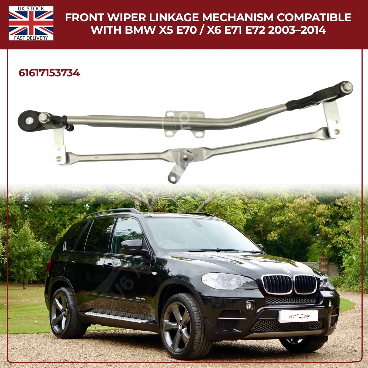 Front Windscreen Wiper Linkage Assembly  For BMW X5 E70 (2007–2013) / X6 E71 E72 (2008–2014)– RHD, OE Quality Replacement