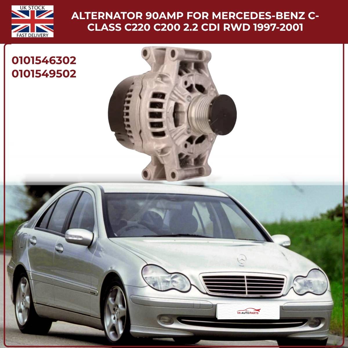 Alternator 90AMP – Mercedes-Benz C-Class C200/C220 2.2 CDI (1997–2001 RWD)