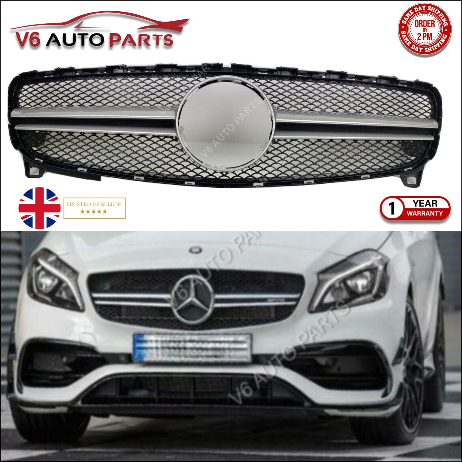For Mercedes A-Class A176 A200 A250 A220 AMG A45 Front Radiator Grille 2015-2018