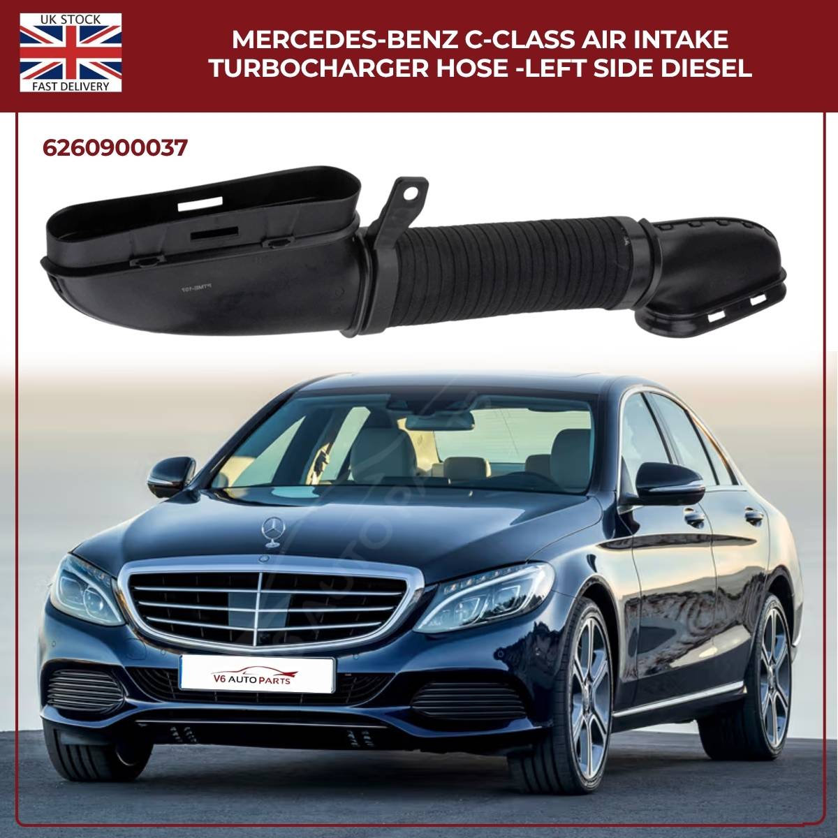 For Mercedes‑Benz C‑Class Diesel Air Intake Turbo Hose (Left Side) — A6260900037