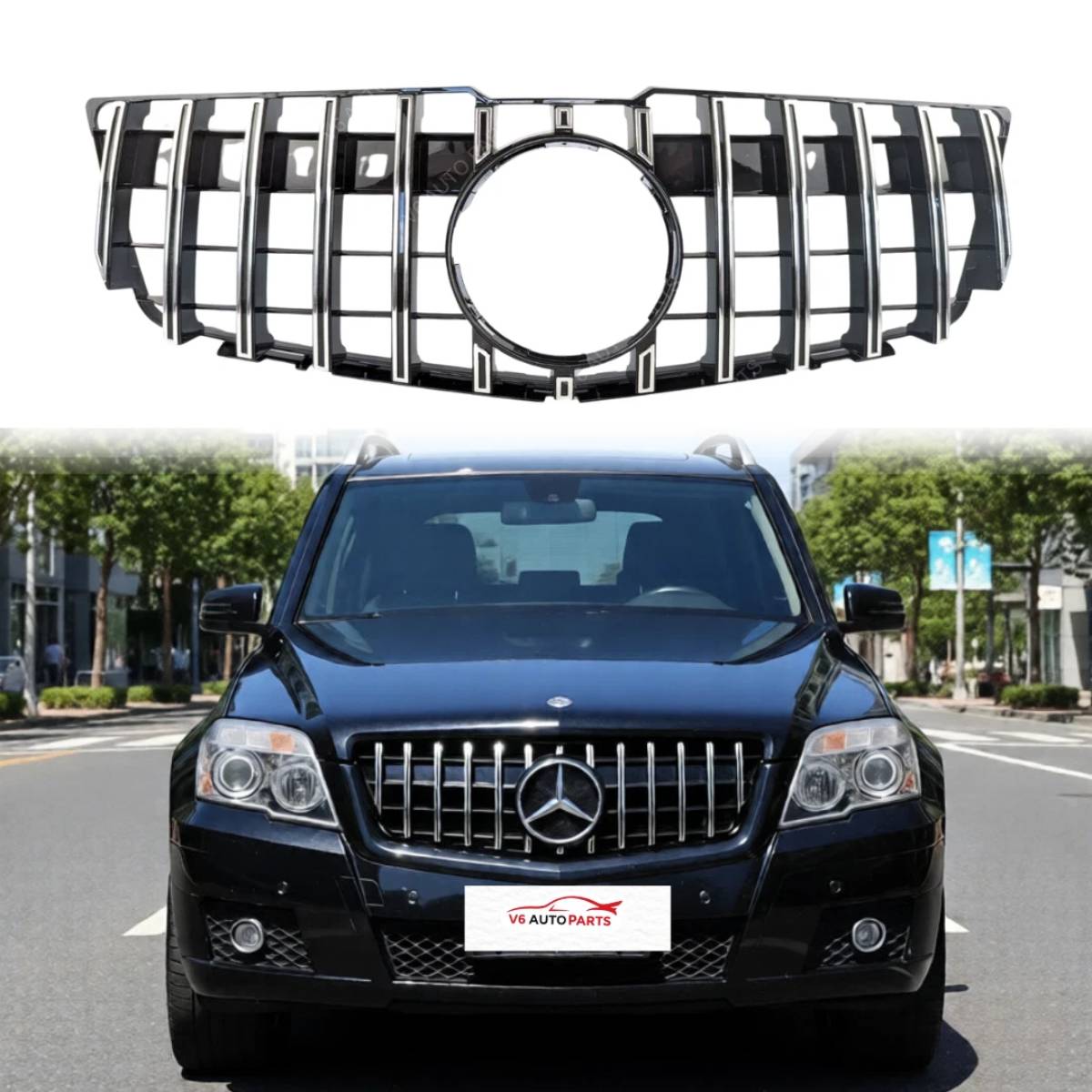 For Mercedes GLK-Class X204 Chrome Panamericana AMG GT-R Front Bumper Grille (2008–2012)