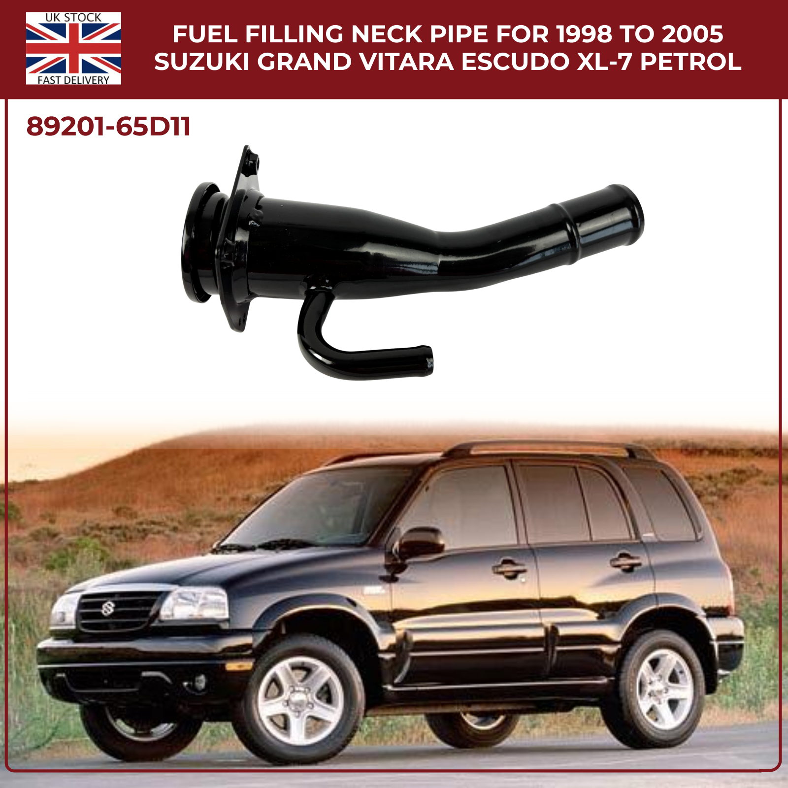 Fuel Tank Filler Neck Pipe For  Suzuki Grand Vitara I (1998–2005, Petrol, FT/HT) | Part 89201-65D11