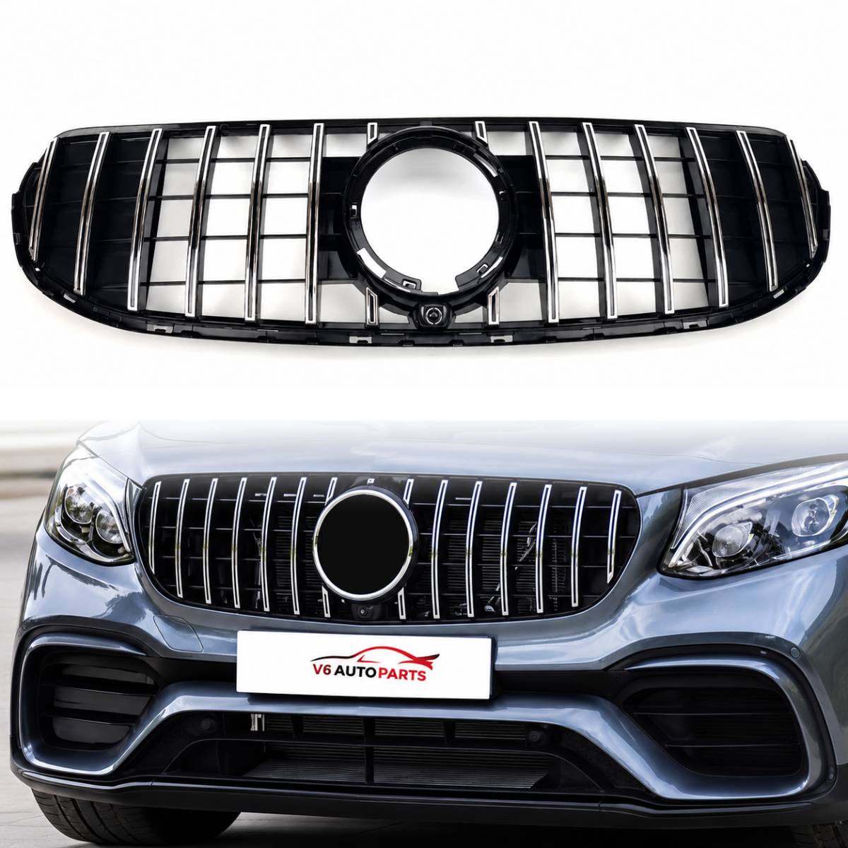 Front Bumper Panamericana Chrome Grille – Fits Mercedes-Benz GLC-Class X253 (GLC 200d, GLC 300 | 2019–2023 Facelift)