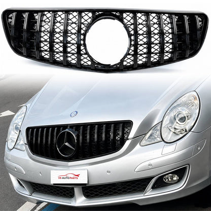 For Mercedes R-Class W251 AMG R300L Panamericana GT Front Bumper Grille – Gloss Black (2006–2010)