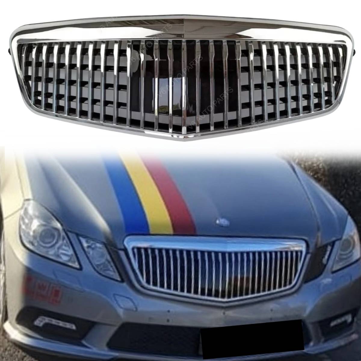 For Mercedes-Benz E-Class W212 Front Bumper Chrome Grille (E200 / E250, Pre-Facelift 2009‑2013)