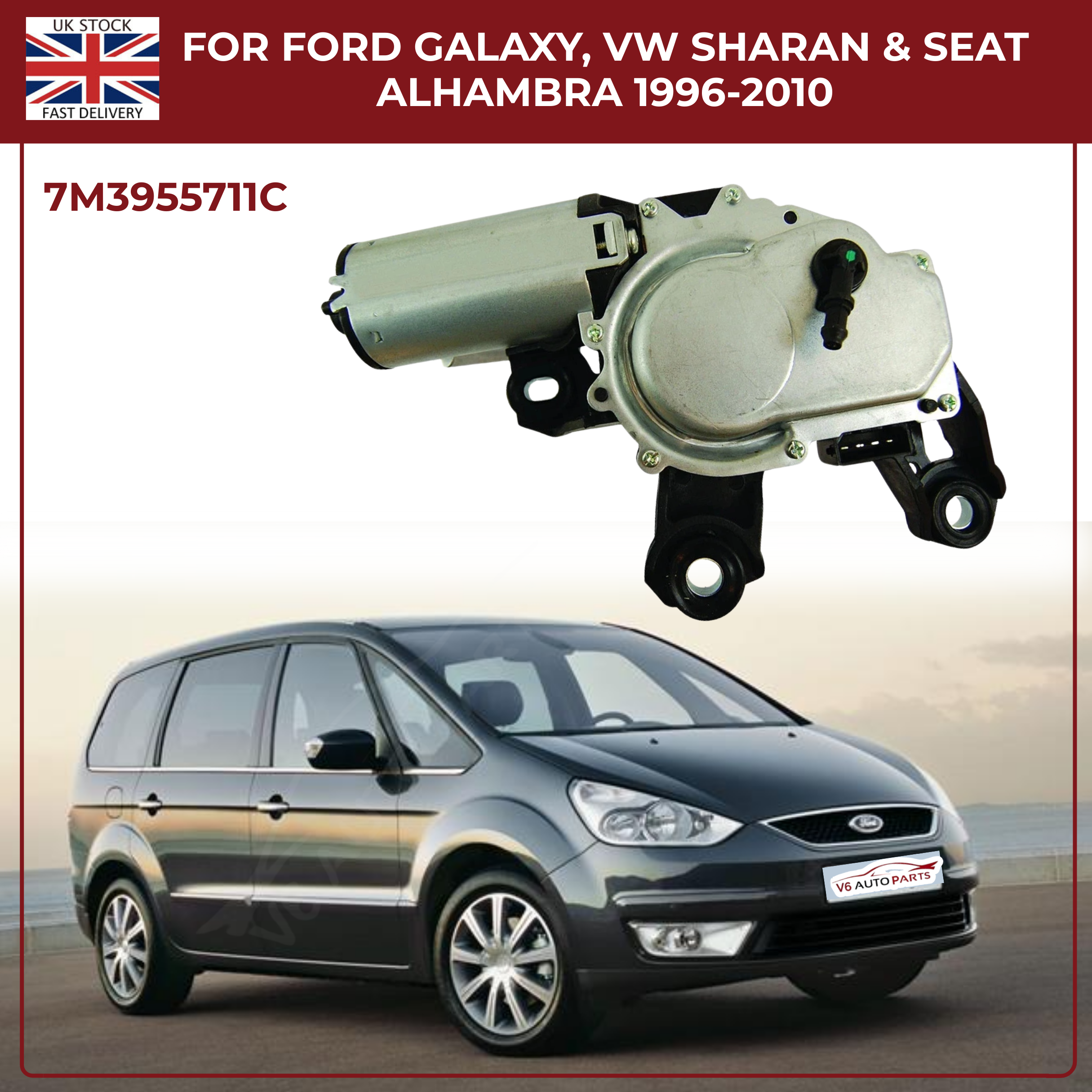 Wiper Motor Rear For Ford Galaxy, VW SHARAN & Seat ALHAMBRA 1996-2010