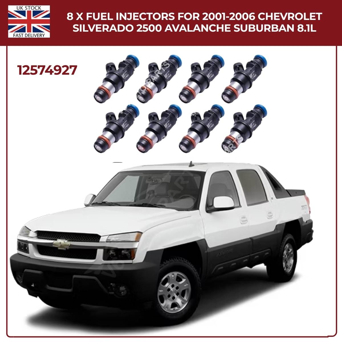Set of 8 Fuel Injectors | Fits 2001–2006 Chevrolet Silverado, Avalanche & Suburban 8.1L V8