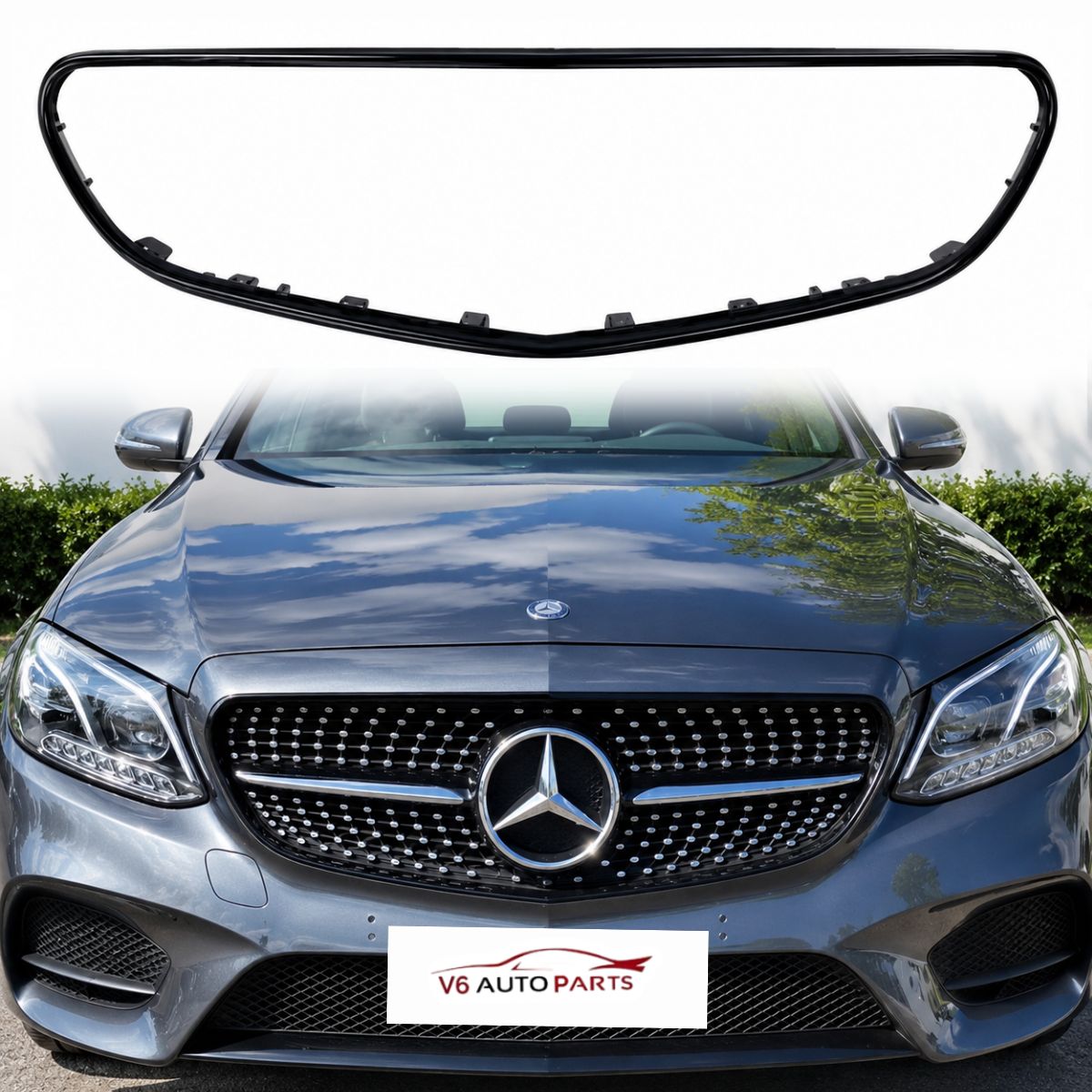 Front Surround Moulding Black Bumper Grille Trim – Fits Mercedes-Benz E-Class W212 (2013–2016, Sedan/Estate, Facelift