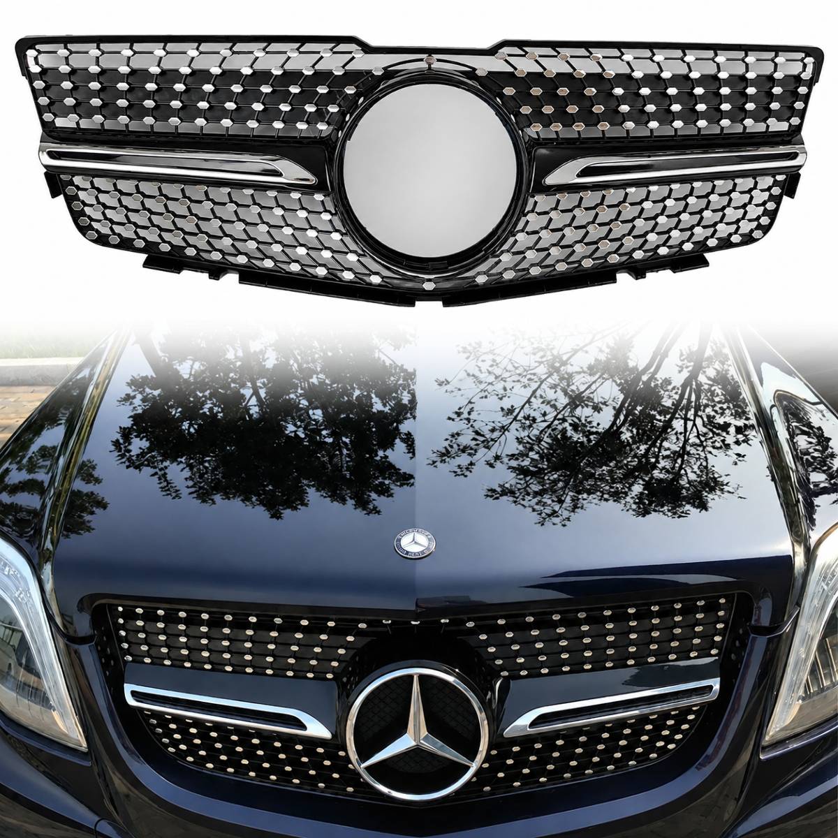Schwarzer Frontstoßstangengrill für Mercedes Benz GLK-Klasse 2008–2012 X204 PreFacelift Sport