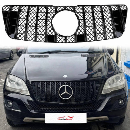For Mercedes M-Class W164 Front GT Grille – Gloss Black (ML320/ML350/ML550, 2009–2012)