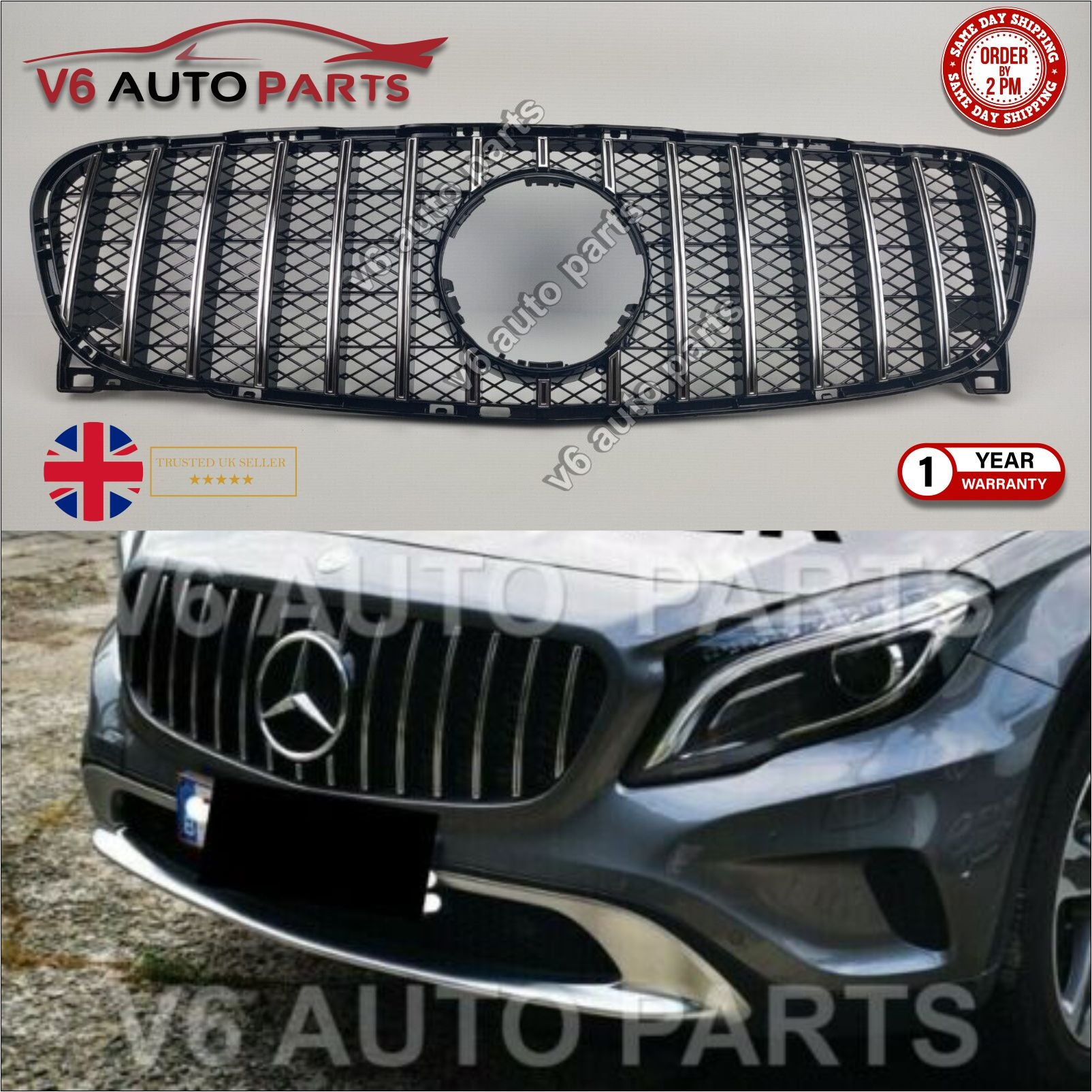 For Mercedes GLA-Class X156 GLA220 CDI AMG X45 Front Bumper GT Grille 2013 - 2017