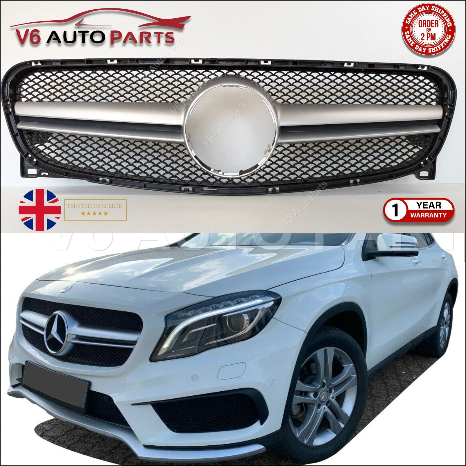 Frontstoßstangen-Chromgrill für Mercedes 2014–2016 GLA-Klasse X156 GLA45 220 AMG