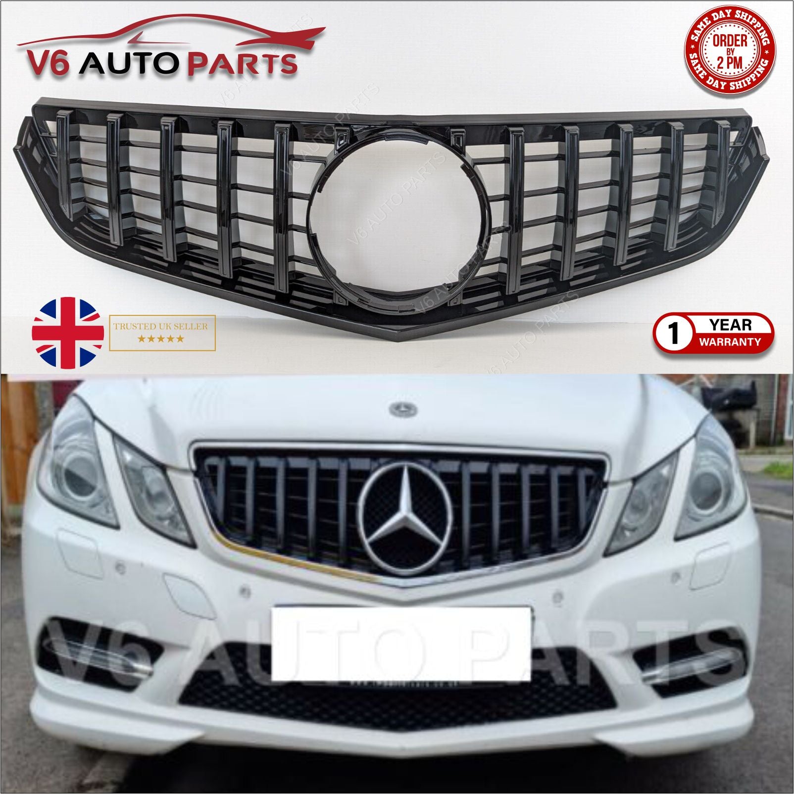 For Mercedes E-Class W207 E300 E500 Front Bumper Grille Panamericana 2009-13 GT