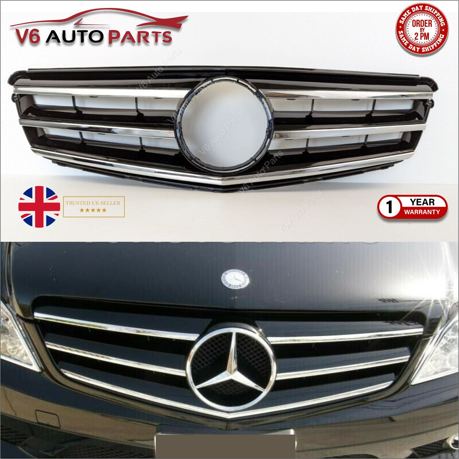 Mercedes C-Class C204 C220 Front Bumper Grille 2011-2015 C200 CGI Coupe AMG Look