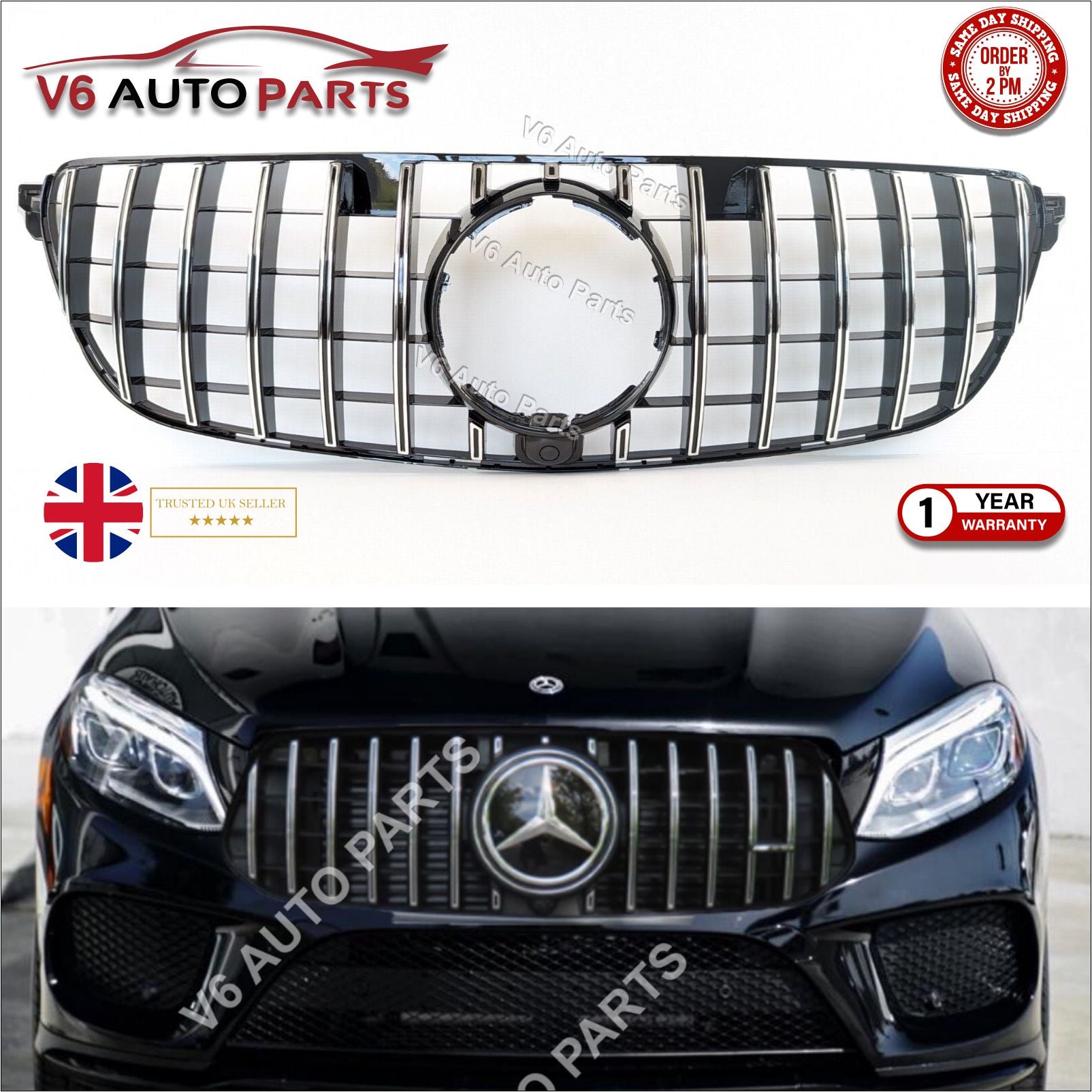 For Mercedes GLE-Class C292 GLE400 Front Radiator Grille Panamericana 2015-2018