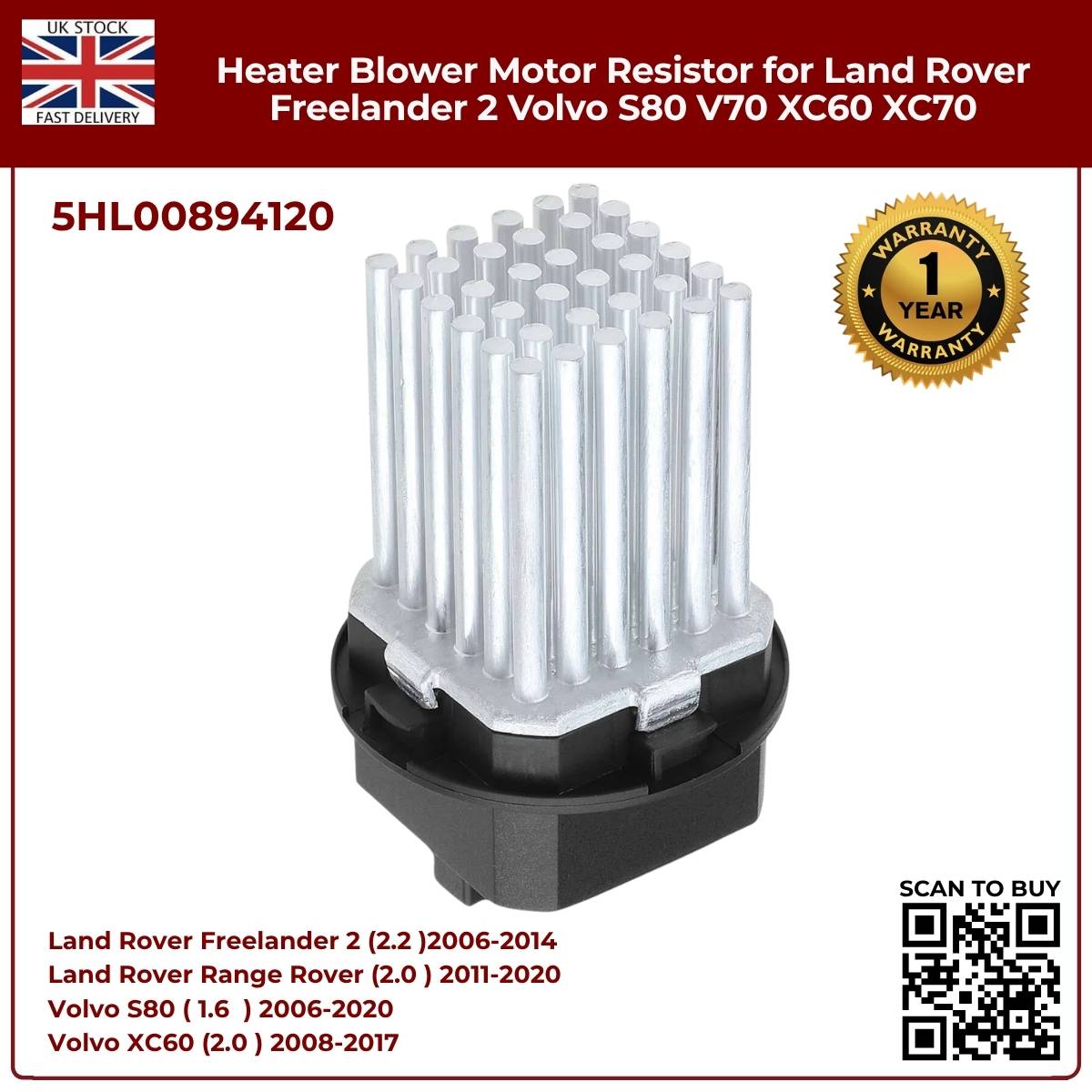 Image of Volvo V70 heater blower resistor replacement 5HL00894120
