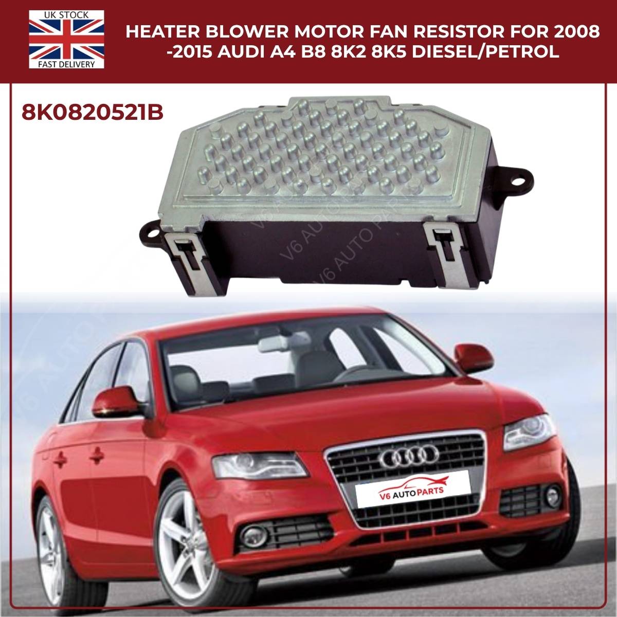 Heater Blower Motor Fan Resistor  For Audi A5 (2007–2017) 8TA Hatchback — Petrol & Diesel Compatible