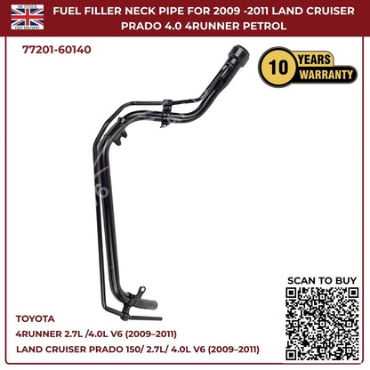 Fuel Tank Filler Neck Pipe For Toyota Land Cruiser Prado 150 & Toyota 4Runner Petrol (2009–2011) | OEM Ref 77201‑60140