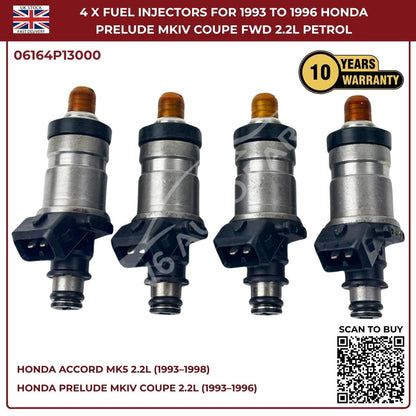 4x Fuel Injectors For Honda Prelude MKIV (1993–1996) 2.2L F22A1/F22A4 FWD Petrol