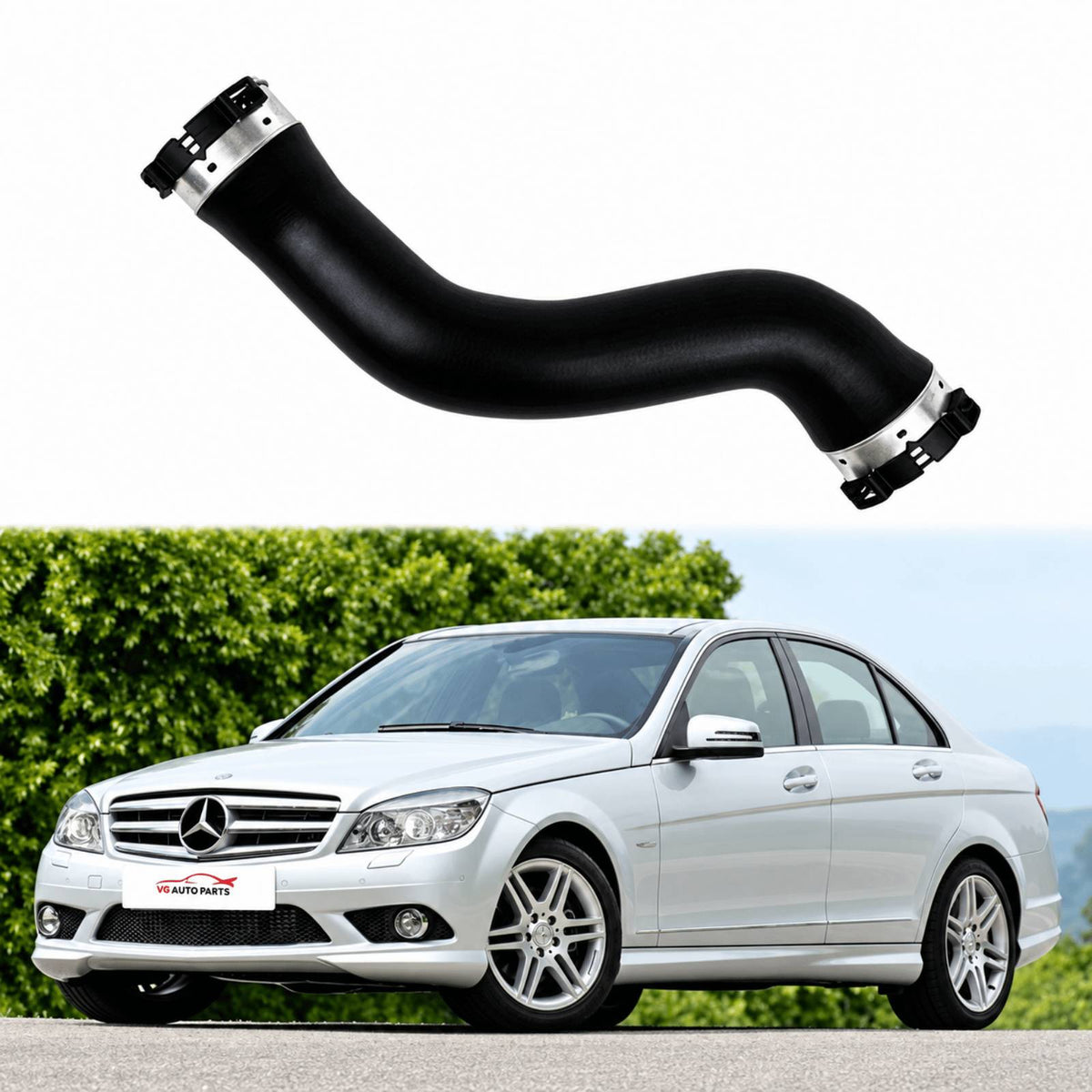 Image of 2125280000 left turbo intercooler hose for Mercedes C-Class